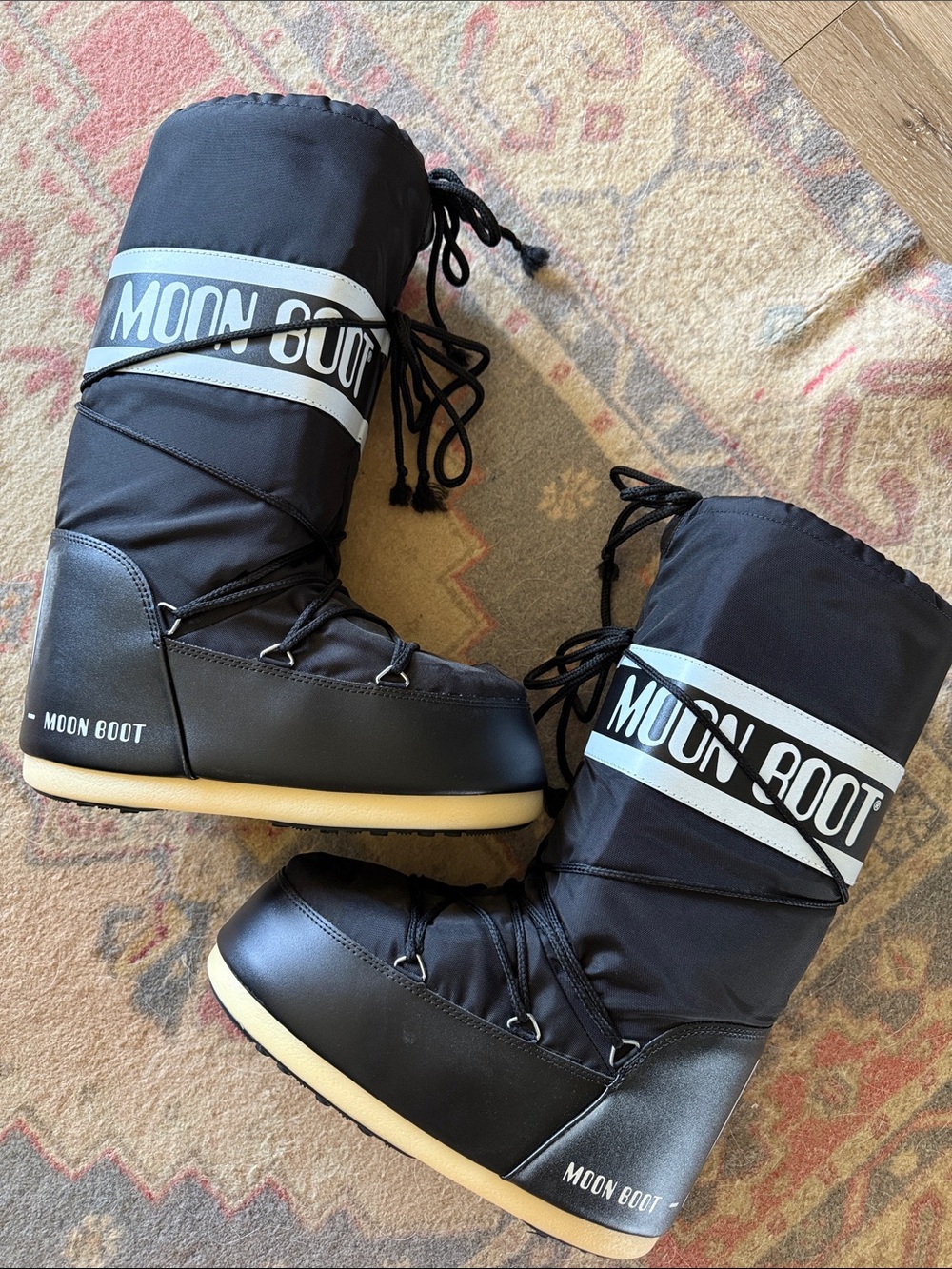 Moon Boot Black Boots with Cream Soles
